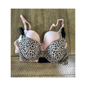 Joyspun T Shirt Bras 34C 2 Pack Pink Leopard Lightly Lined